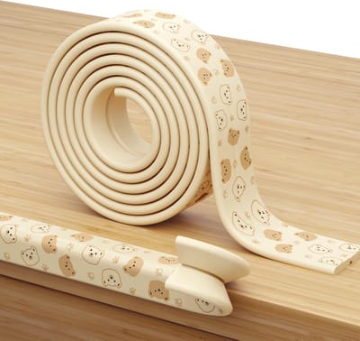 hoekbeschermers baby - tafelhoek beschermers- Babyrandbeschermer - Zacht rubberschuim - Meubelrandbeschermer - Veiligheid voor meubelhoeken - Kindertafelmat - Met kleefstrip - Verwijderen en gebruiken - Beschadigt muren niet (2 meter - Gele beer)