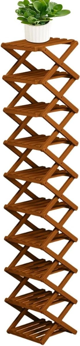 Houten schoenenrek - Schoenen organizer - Entree opruimen - Ruimtebesparend ontwerp - Meerdere niveaus - Tweekleurig
