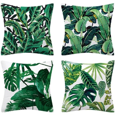 4 Stuks Kussensloop met Rits Tropische Planten Print voor Bank Bank Auto Kussen Vierkante Kussensloop Home Decoratief 40x40cm
