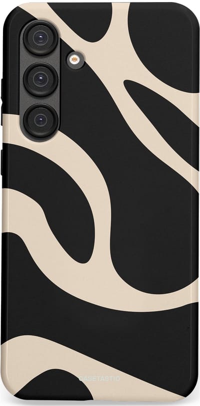 Casetastic hoesje geschikt voor Samsung Galaxy S25 Plus - Dubbellaagse bescherming - Zwart Zand Organische Golven - Fashion Case - Zwart Zand