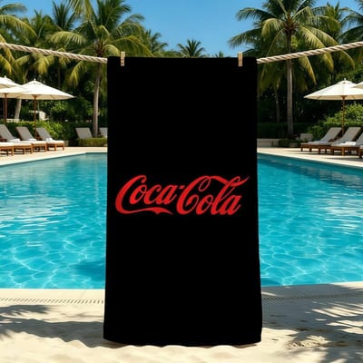 C-Coca-Cola-ES Mode Logo Handdoek Voor Buiten Kamperen Strandhanddoek Super Absorberend Sneldrogende Zomerhanddoek STJ40x70CM