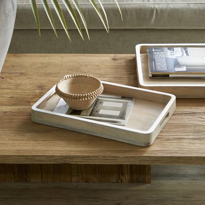 Riviera Maison Dienblad Rechthoek hout met handvaten - Macumba decoratief dienblad bruin