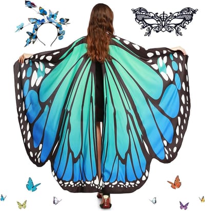 Vleermuis Cape voor Dames met Hoofdband en Kleurige Vleugels voor Halloween, Carnaval en Cosplay Feestjes