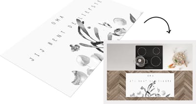 Keukenloper - Loper keuken - Oma - Lieve oma - Bloemen - Quotes - Moederdag cadeautje - zwart wit - 120x60 cm - Keukenloper vinyl