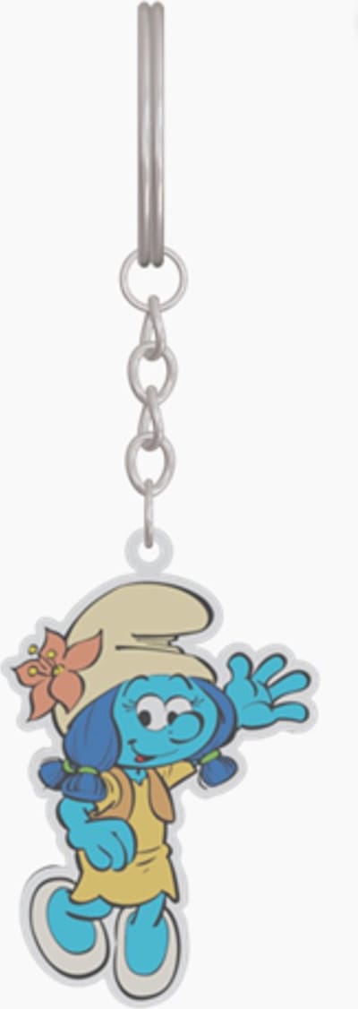 sleutelhanger smurfin - zwaaiend - lilly - 6 cm - eenzijdig bedrukt