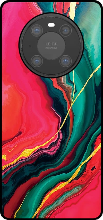 Smartphonica Telefoonhoesje Geschikt voor Huawei Mate 40 Pro met Rood Groen Marmer Opdruk - TPU Backcover Case Red Green Marble Design geschikt voor Huawei Mate 40 Pro
