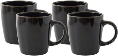 Home Deco Factory Mok - 4x - zwart - 40 cl - keramiek - vaatwasserbestendig