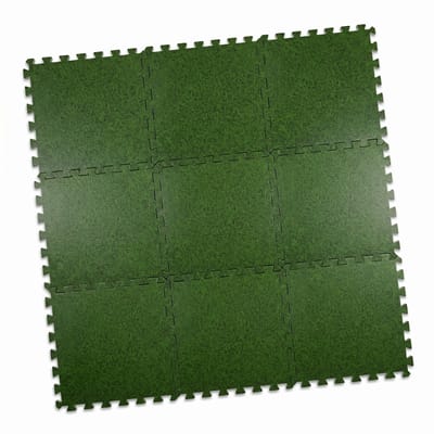 Cheqo® Vloermat Tegels Set van 6 - Grasprint - Zwembad Vloermat - Zwembadtegels - Puzzeltegels - Puzzelmat - Foam Tegels - EVA Foam - Fitness Mat - Vloertegels - Ondervloer Zwembad - Grondzeil Zwembad - Speelmat - Tuintegels - Groen