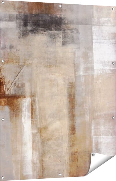 Gards Tuinposter Abstracte Kunst Bruin met Beige - 90x120 cm - Tuindoek - Tuindecoratie - Wanddecoratie buiten - Tuinschilderij