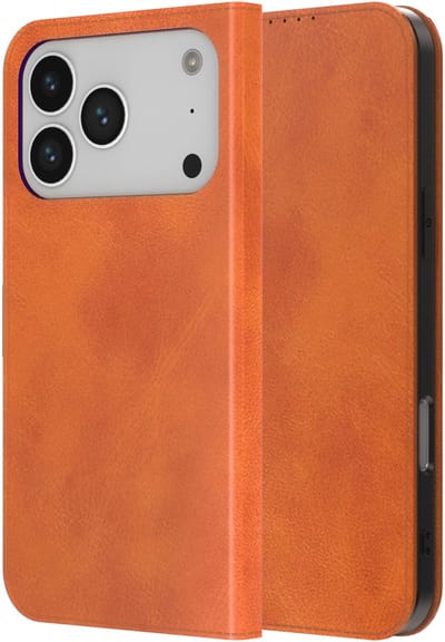 Geschikt voor iPhone 17 Pro Telefoonhoesje Kunstleer met Magnetische sluiting en Pasjeshouder Bookcase met Klepje - Walletcase with Cardslot - Bruin - Smartphonica geschikt voor iPhone 17 Pro