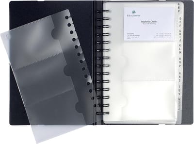 Exacompta Exactive Visitekaarthouder met uitneembare tassen Exacard - 120 kaarten - 20x14,5cm - Zwart - 75034E