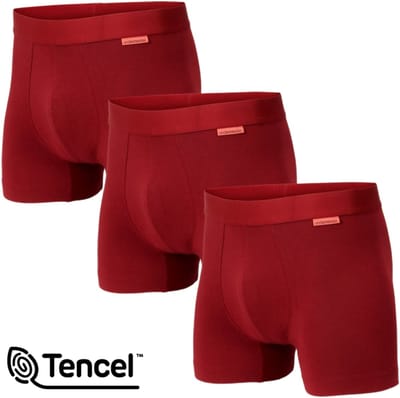 Undiemeister Boxershorts Heren - 3-Pack - Naadloos Ondergoed - Onderbroeken - Tencel - Reef Clay (Donkerrood) - Maat S