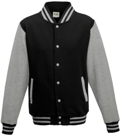 Just Hoods - Varsity Jacket - Jet Black/Heather Grey maat L