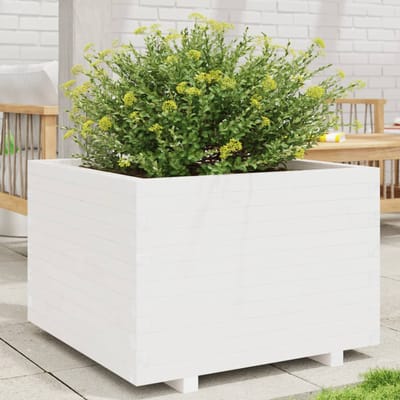vidaXL - Plantenbak - 70x70x49,5 - cm - massief - grenenhout - wit