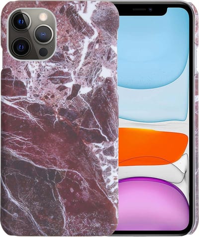 Hoesje Geschikt voor iPhone 11 Pro Hoesje Marmer Hardcover Fashion Case Hoes - Hoes Geschikt voor iPhone 11 Pro Marmer Hoesje Hardcase Back Cover - Rood