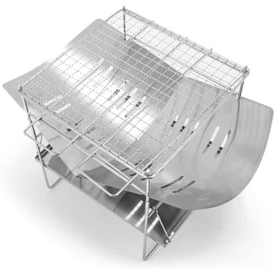 Gril BBQ au Charbon Pliant Portable en Acier Inoxydable Pliable pour Camping en Plein Air Voyage Parc de Vacances Jardin white
