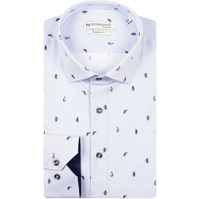 Giordano Overhemd Maggiore Semi Cutaway Satin Penguin Stripe Fantasy Soft Blue / male