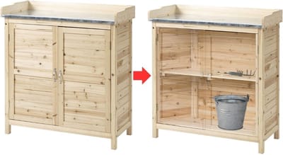 MKSS® Tuinkast Hout - Tuinkist - Tuinkasten voor Buiten - Tuinberging - 40x85x90cm - Licht Bruin