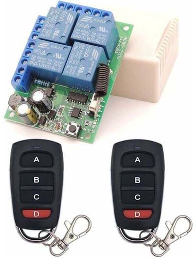 Universele afstandsbedieningsschakelaar, RF-relaisontvanger AC 230V/220V 10A 4CH 433Mhz voor motor, garagedeur, verlichting