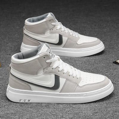 Heren Casual Schoenen Skateboardschoenen Lichtgewicht Hoge top Herenschoenen Platte Vetersneakers Mannelijk Zakelijk Reizen Tenis Masculino 39 grijs