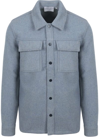 Suitable Overshirt Wool Blend Blauw - Maat XL - Heren
