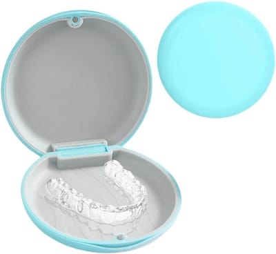 Tandhouder - Opbergdoos Beugel - Bescherming Gebit - Magneetsluiting Waterdicht - 9x8x2.5 cm - Blauw