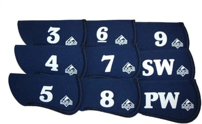 Neopreen IJzeren Hoezen - Golfclub Beschermers - Golfclub Bescherming - 9-delige Set - 20.07 x 14.48 x 2.29 cm - Marineblauw