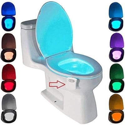 Badkamerlamp geschikt voor PIR-sensor en 8 kleurwisselende lichtopties (LED-nachtlampjegeschikt voor badkamer/toilet, wordt alleen geactiveerd in het donker).