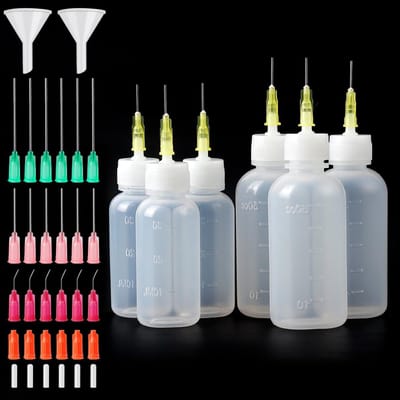 6 Stuks Naaldflessen 30/50ml - Precisie Applicator Flessen voor Vloeistoffen, Lijm en Acrylverf