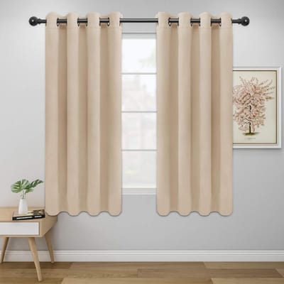 Verduisterende Gordijnen - Raambekleding Panelen - Slaapkamer Rust - Geluidsisolerend Ontwerp - 2 Panelen 132x160cm - Beige