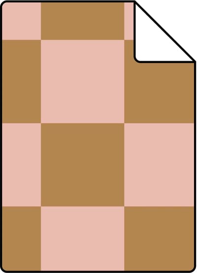 Proefstaal ESTAhome behang geblokt motief roze en bruin - 26.5 x 21 cm - 131420-S