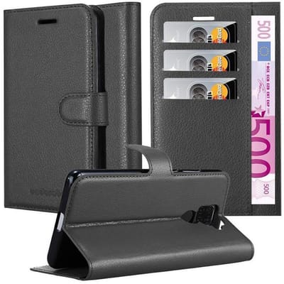 Cadorabo Hoesje geschikt voor Huawei MATE 30 LITE in PHANTOM ZWART - Beschermhoes met magnetische sluiting, standfunctie en kaartvakje Book Case Cover Etui