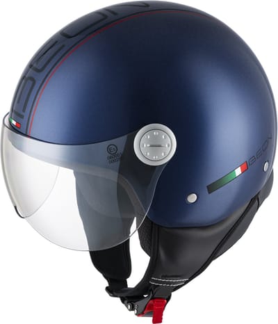 BEON Design Scooterhelm - Metallic Blauw - S - Jethelm met Vizier - Motorhelm - Geschikt voor Vespa, Scooter, Brommer, Motor en Snorfiets