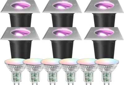 Ledvion Set van 6 LED Grondspot Buiten IP67 4.9W 230V 345Lm GU10 RGB
