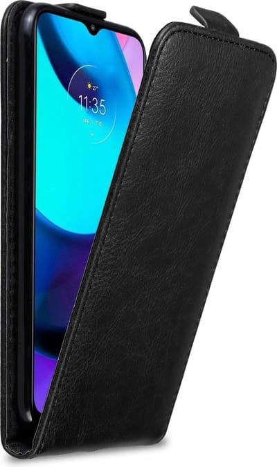 Cadorabo Hoesje geschikt voor Motorola MOTO E20 / E30 / E40 in ZWARTE NACHT - Beschermhoes in flip design Case Cover met magnetische sluiting