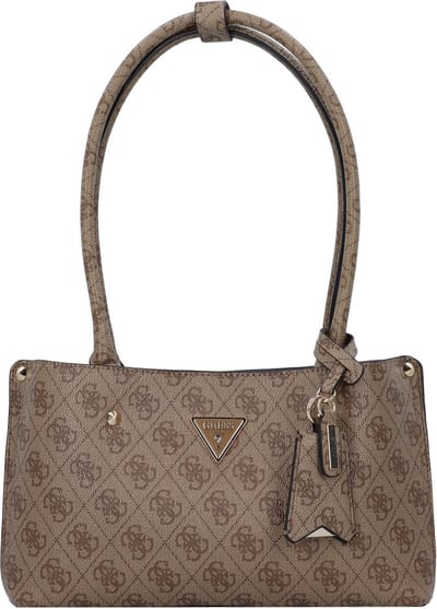 GUESS Schoudertas Meridian Shoulder Satchel Bag Latte Logo Beige