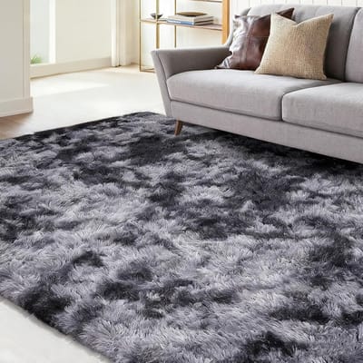 Hoogpolig Tapijt - Pluizig Vloerkleed - Woonkamer Decoratie - Antislip Achterkant - 120 x 160 cm - Donkergrijs Tie-Dye