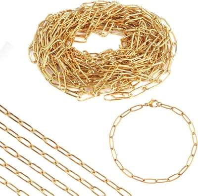 Stainless Steel Paper Clip Chain 3.6 m - DIY Paper Clip Chain - Gouden Paper Clip Link Chains - Paper Clips Chain Coil voor Ambachten - Armbanden - Sieraden - Choker