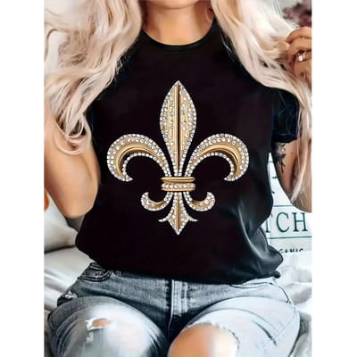 Casual Dames T-shirt met Korte Mouwen en Geometrische Print - Zacht Stretch Top met Ronde Hals XL