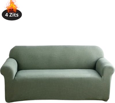 Livano Bankhoes - Bankbeschermer - Stretch - Sofa Cover - Effen - Groen - 4 Zits