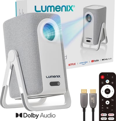 Lumenix® AIR – Google TV – Chromecast ingebouwd – Thuisbioscoop met Netflix – 500 ANSI – Full HD 1080p (4K ondersteund) – WiFi 6 & Bluetooth 5.2 – Autofocus & Auto Keystone – Home Cinema Projector