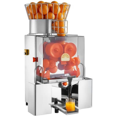 Machine Presse-agrumes Orange Commerciale, Extracteur Automatique Électrique d'Orange 120W, Extracteur pour Citrons Agrumes Grenades pour 20 par Minute, Acier Inoxydable,