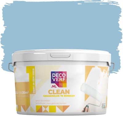 Decoverf clean muurverf ochtendblauw, 2.5L