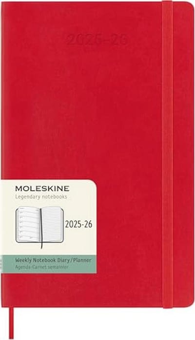 Notizkalender 2025/2026 - A5 Formaat - 18 Maanden - 1 Week per Pagina - Scharlakenrood - Zacht Omhulsel