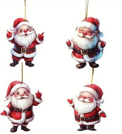 Bovista Kerstballen - Kerstversiering - Acryl - Kerstman - Feestelijke Decoratie