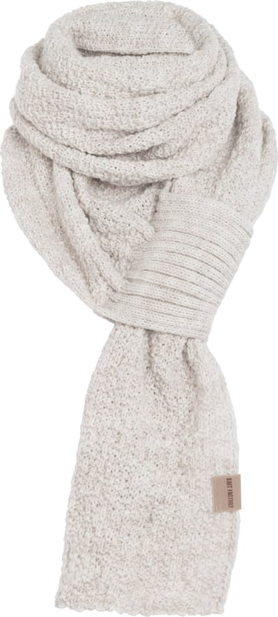 Knit Factory Haze Gebreide Sjaal Dames & Heren - Langwerpige sjaal - Rechte sjaal - Sjaal met eenvoudig knoopstuk - Beige - 200x50 cm