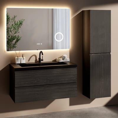 Badkamermeubelset Imperial - 100cm - Zwart Eiken - Wastafel Zwart