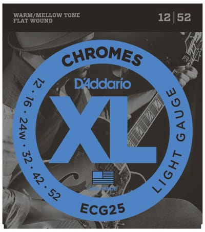 D'Addario ECG25 Flat Wound Chromes Snaren voor Elektrische Gitaar (12-52)