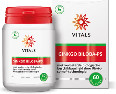 Vitals Ginkgo Biloba-PS - 60 tabletten. Met verbeterde biologische beschikbaarheid door Phytosome®-technologie.