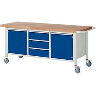 Werkbank Serie 8569, verrijdbaar, 3 schuiflades, 2 deuren